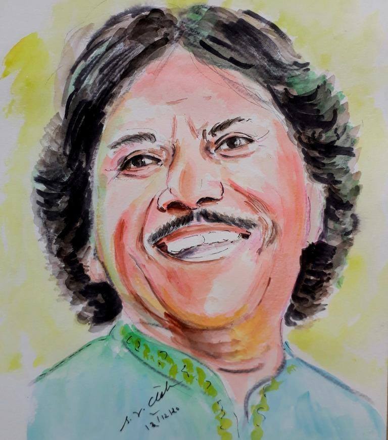 Painting of Eminent Hindustani Classical Vocalist Ustad Rashid Khan