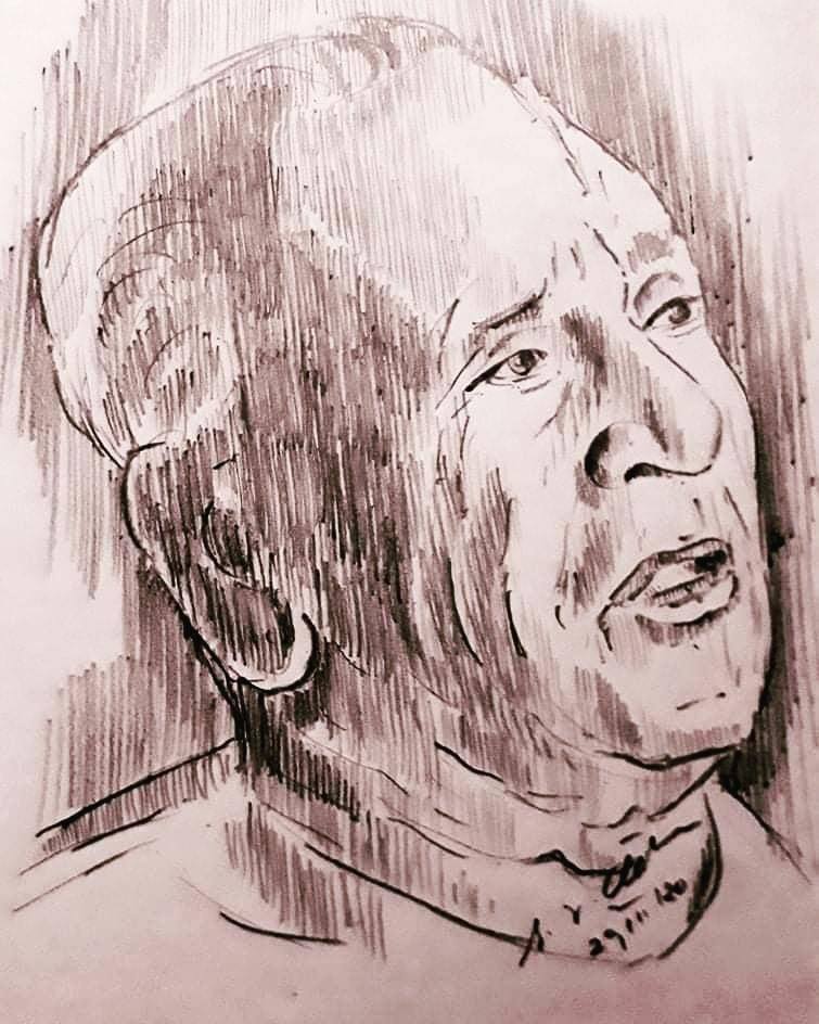 Sketch of Legendary Hindustani Classical Vocalist Bharat Ratna Pandit Bhimsen Joshi